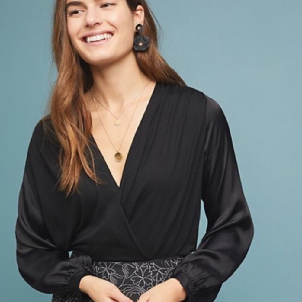 Anthropologie Kesia Black blouse